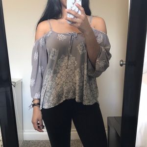 Medium Gray Cold Shoulder Top